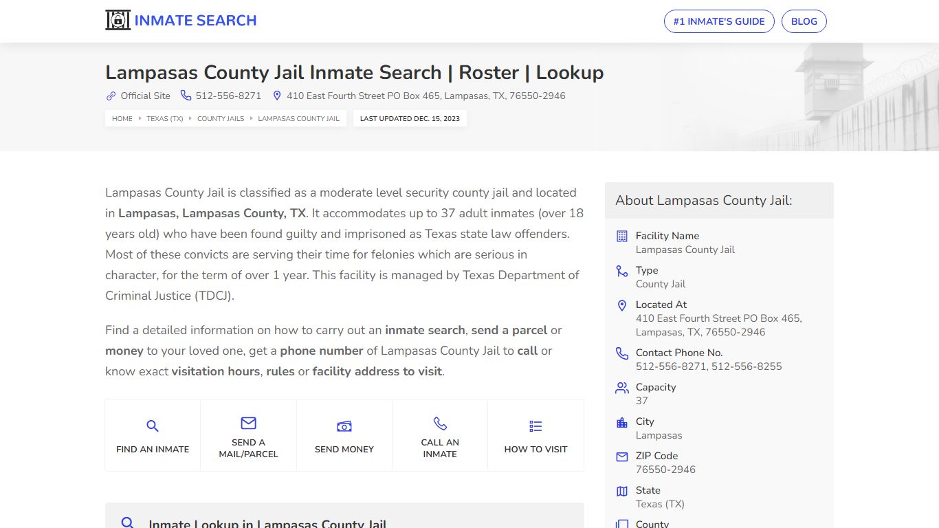 Lampasas County Jail Inmate Search | Roster | Lookup
