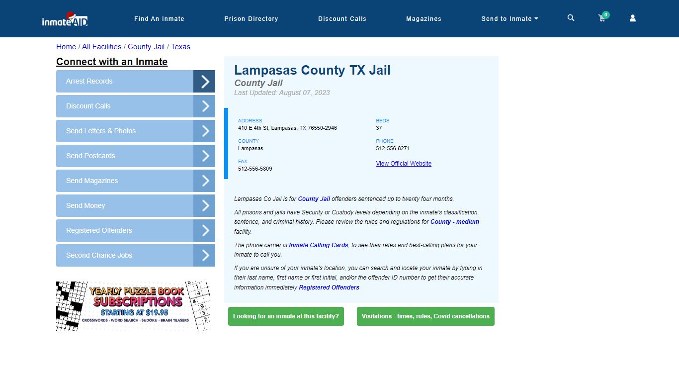 Lampasas County TX Jail - Inmate Locator - Lampasas, TX