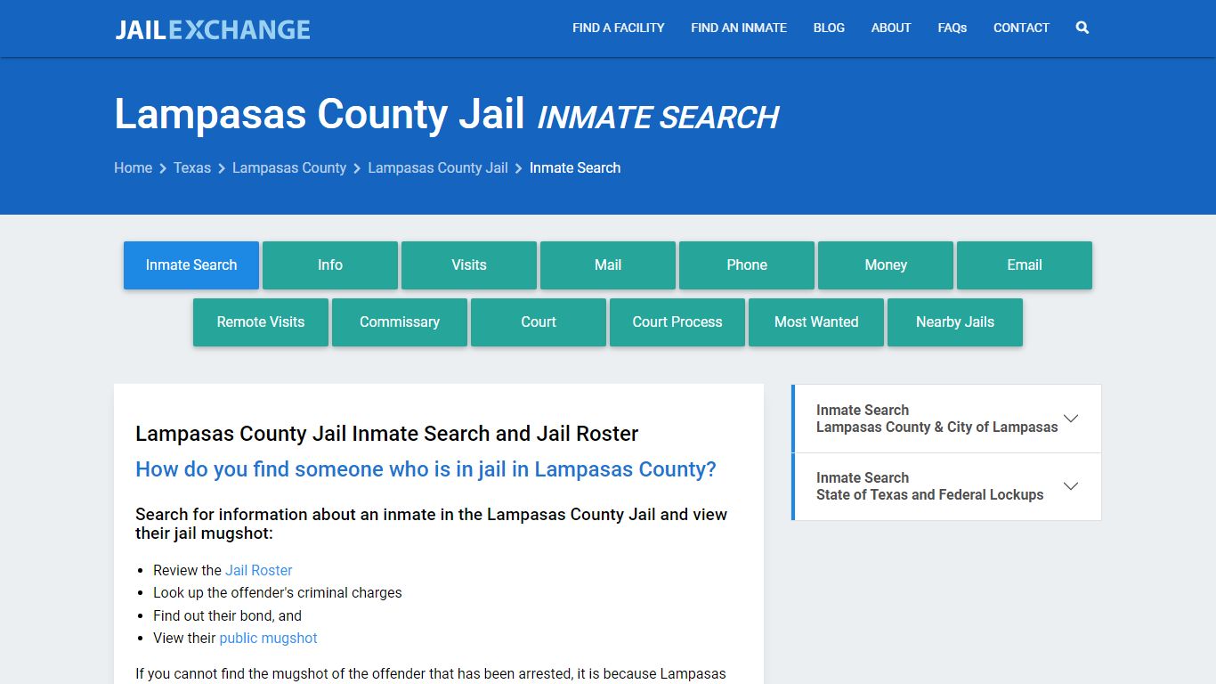 Inmate Search: Roster & Mugshots - Lampasas County Jail, TX