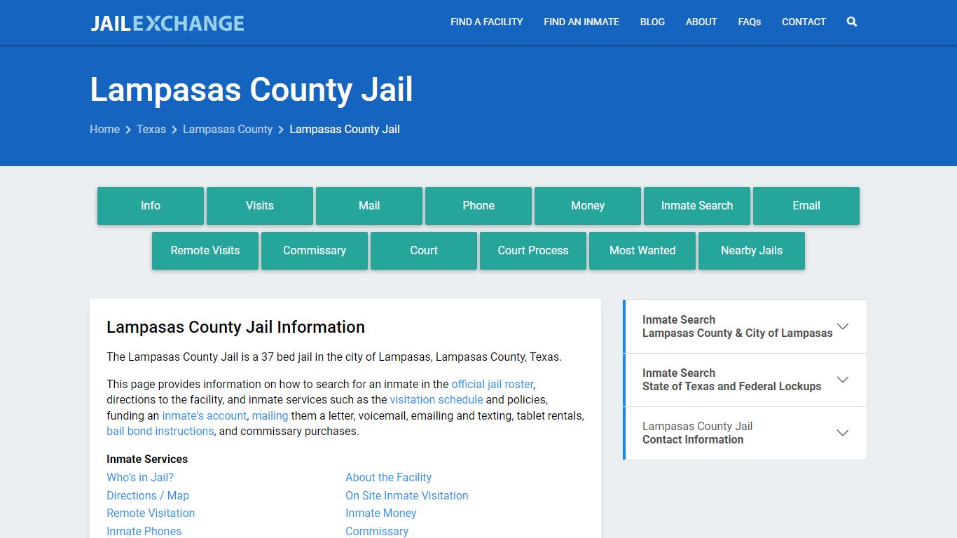 Lampasas County Jail, TX Inmate Search, Information