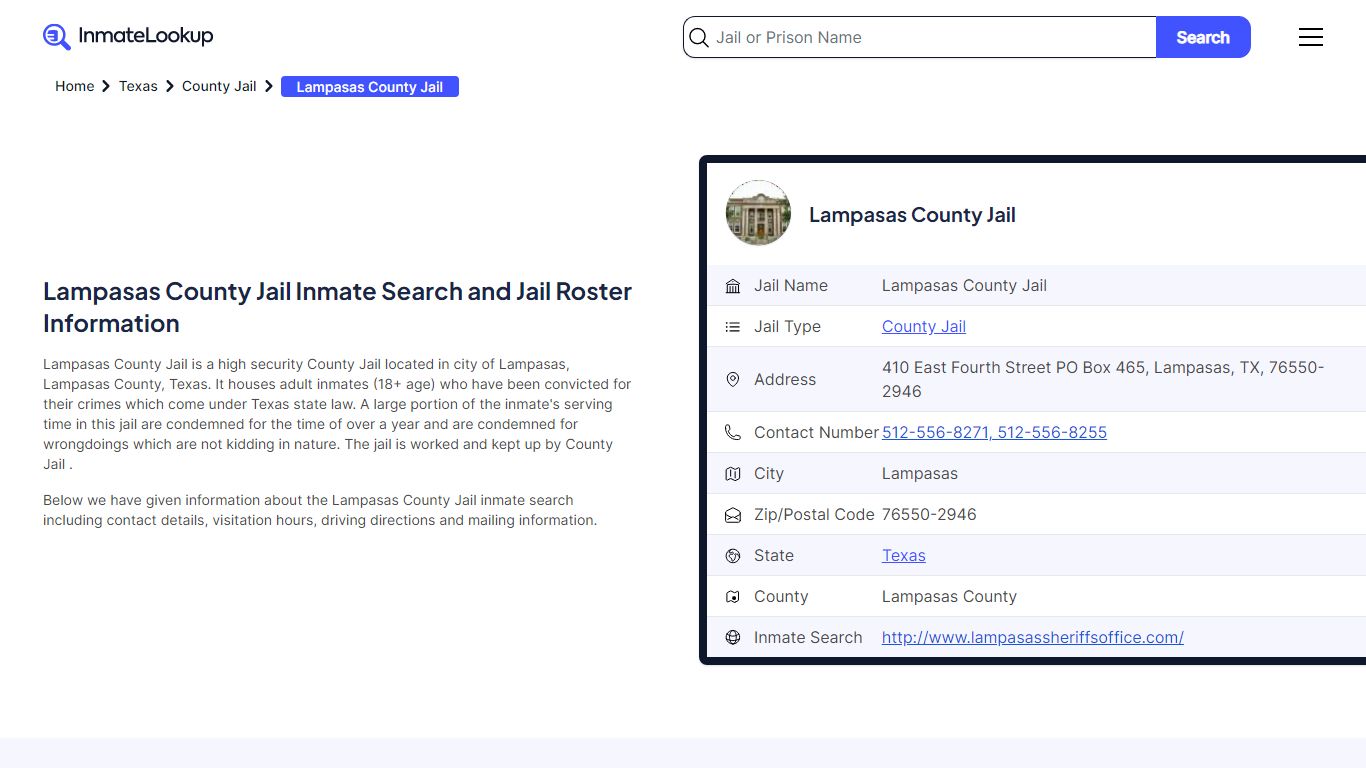 Lampasas County Jail (TX) Inmate Search Texas - Inmate Lookup